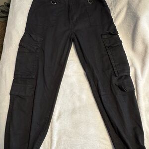 Girls Junior Black Cargo Pants